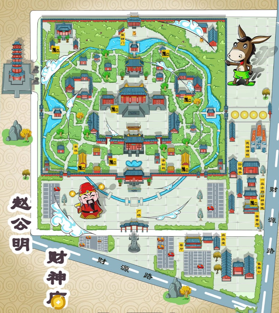 福清寺庙类手绘地图
